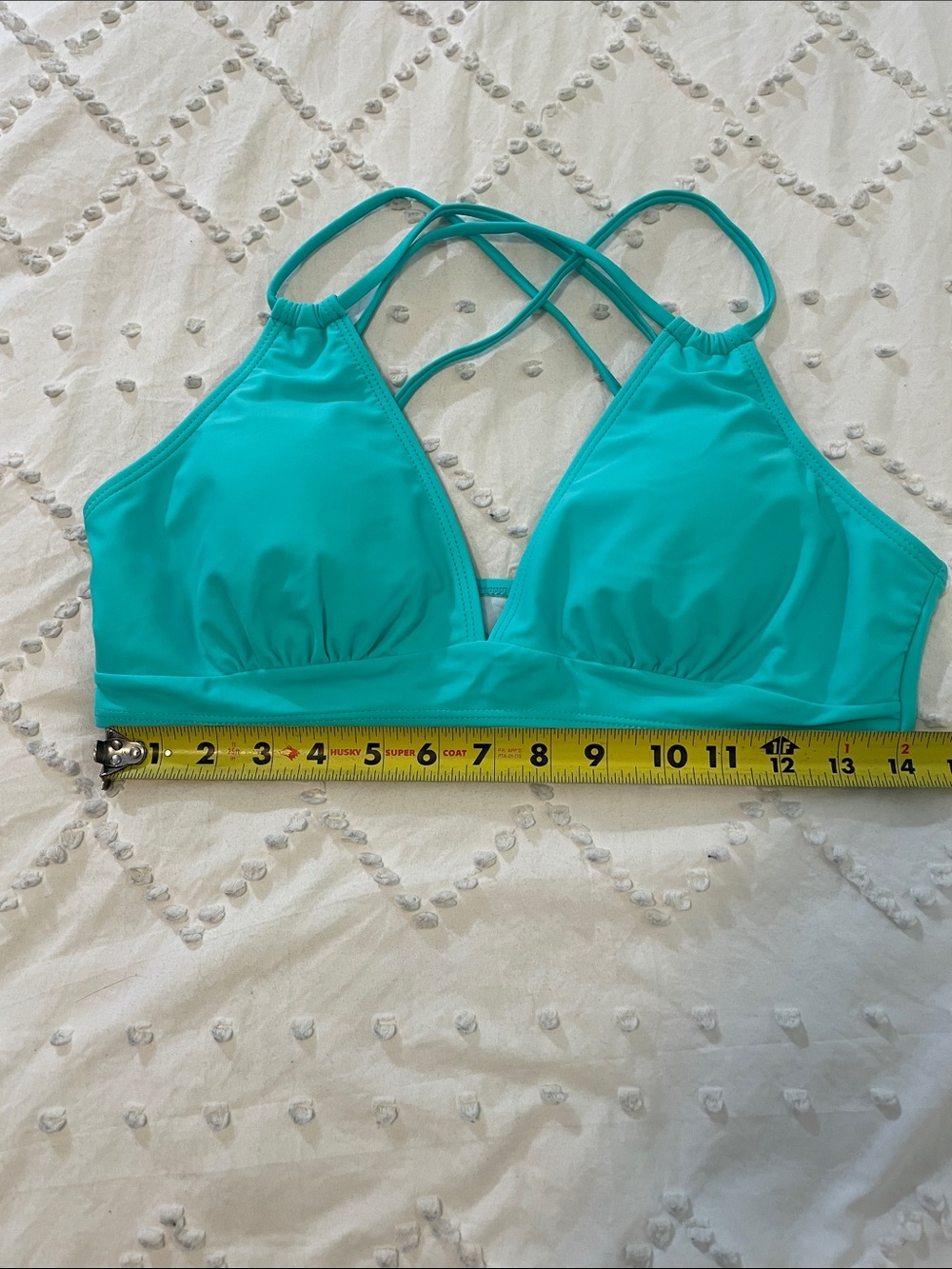 Women's Teal Strappy Bikini Turquoise Push Up V Neck Sets Criss Cross new - Picture 8 of 11